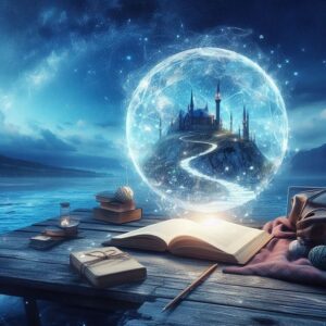 Weg als Autorin als Buch mit magischer Traumblase
