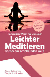 Buchcover "Leichter Meditieren" mit meditierender Frau am Meer